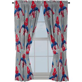 جاي فرانكو ستائر Window for Kids غرفة نوم من 4 قطع مجموعة مع 2 Tiebacks ، الرمادي - Spiderman ، 42 "W × 63" L (حزمة 2)