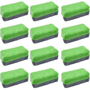12PCS Ceramic Coating Applicator Sponge, 4.13'' x 1.84'' Microfiber Car Detailing Applicator Pads, Rectangular Car Foam Cleaning Pad, Auto Polishing Pad for Wax, Paint, Sealant (Green)