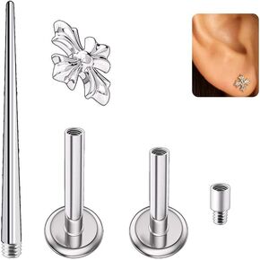 1PC 16G Tragus Cartilage Helix Conch Medusa Piercing Jewelry G23 Titanium Lip Rings Labret Studs Jewelry Internally Threaded Flat Back Stud Earrings 6 8mm