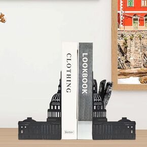 Peeping Cat Bookends,Metal Book Ends for Heavy Books for Shelves Decorative,Bookshelf Decor Home Office Desk for Cat Lover Gifts (Black Cat)