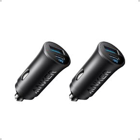 شاحن سيارة Anker USB-C، محول سيارة بمنفذين من النوع C بقدرة 30 وات، شاحن سيارة iPhone مع PowerIQ 3.0، لسلسلة iPhone 15/14/13/12، وسلسلة Samsung Galaxy S23/S22/S21، وiPad Pro، وAirPods، و أكثر