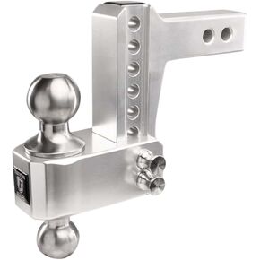عوائق مقاومة للرصاص - 2.0 "Hitch Maluminium Trailer Hitch (14000 رطل تصنيف) - عقبة قابلة للتعديل مع 4" إسقاط/ارتفاع و 2 "و 2-5/16" كرة مزدوجة الفولاذ المقاوم للصدأ - السحب المقاوم للتآكل