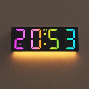 ساعة حائط رقمية شاشة كبيرة ، ساعة حائط رقمية كبيرة بحجم 13 "مع التحكم عن بُعد اللون RGB ، السطوع التلقائي باهتة على مدار الساعة مع مصابيح ليلية ، ديست تلقائي ، أسبوع ، مثالي للهدية