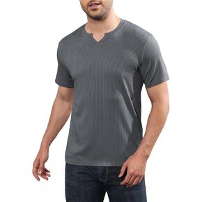 Oymyakon Mens Muscle T Shirts Fashion V Neck Slim Fit Workout Shirt Summer Cotton Stretch Short Sleeve Gym Athletic Tees