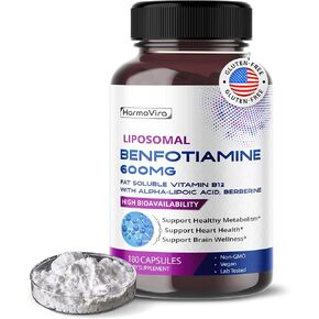 Benfotiamine (Fat-Soluble Vitamin B1) with Alpha-Lipoic Acid & Berberine – Advanced Formula – Supports Healthy Metabolism – 180 Capsules (Pack of 1) – Made in The USA