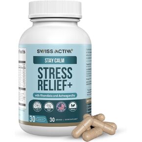 سويسري Activa+ تخفيف الإجهاد والهدوء للنساء | الدعم العشبي الطبيعي مع Ashwagandha ، Rhodiola & L-theanine | يدعم الاسترخاء وتوازن المزاج والتركيز | 30 يوما العرض