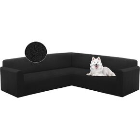 HDCAXKJ Sectional Couch Cover L Shape Stretch Sofa Covers Washable Jacquard Corner Couch Slipcover Non Slip Sectional Slip Cover U Shaped Furniture Protector for Pets Dogs (Charcoal Grey, X-Large) in Saudi Arabia
