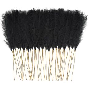 50pcs Faux Pampas Grass Grey, 21.6" Short Artificial Pompous Grass Floral Fake Pompas Grass Branches Vase Filler Flower Arrangement for Home Wedding Boho Decor