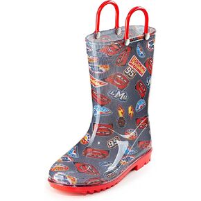 سيارات ديزني Lightning McQueen PVC Rain Boots للأولاد مع مقابض سهلة-أحجام طفل صغير وأطفال صغير