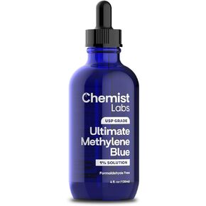 Methylene Blue | 1% USP Grade Solution | 4oz Liquid Drops | Pharmaceutical Grade | Cellular Energy & Mitochondrial Support | Formaldehyde Free | Made in USA (4OZ)