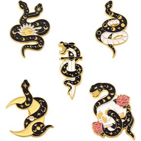 Rofarso Snake المينا الطاشية الطاشية مجموعة الرسوم المتحركة لوف الحياة دبوس ، ملحق هالوين لحقائب الظهر القبعات القبعات (مجموعة 5piccs دبوس)