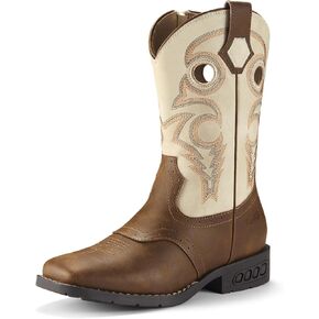 Rollda Boys Cowboy Boots Kids Cowgirl Boots Square Toe Boys Western Boots for Little Kid Big Kid