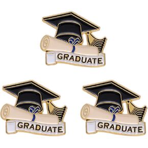 3PCS Graduate Enamel Pins Bulk, Cartoon Cool Graduation Lapel Backpack Hat Pin Set, Decorative Becholar Master Crooches Button for Costume, Gown, Jeans, Jackets, Bags, Dress, Shoes