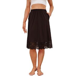 H HIAMIGOS Midi Slip Skirt Lace Slip Dress Half Slips for Women Satin Skirt