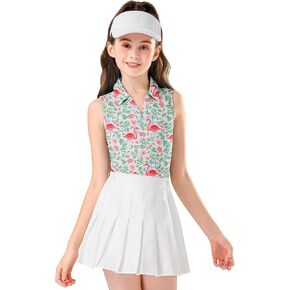 Soneven Girls' Sleeveless Polo Shirts V Neck Golf Tennis T-Shirts Collared Tank Tops for 5-14 Years