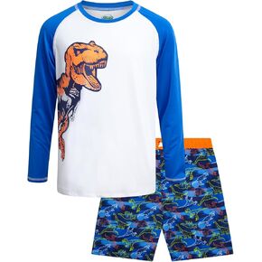 Boys Rash Guard Swimsuit Set - Kids Long Sleeve Bathing Suit Swimwear Sets (Sizes: 5-12)
