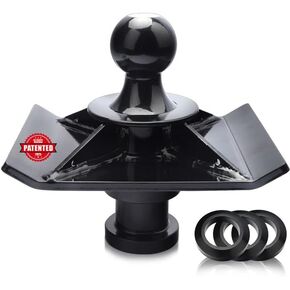 Forge Kingpin to Gooseneck Ball Adapter with 1.5" Raised Reinforced Rib, for Tractor or Trailer Fifth Wheel, 30000Lbs GTW, 2-5/16'' Ball, Gooseneck Ball Hitch Adapter Replace#2085295,Four Washer