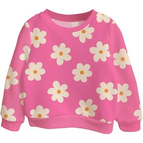 WDIRARA Toddler Girl's Floral Graphic Sweatshirt Crewneck Long Sleeve Pullover Cute Tops