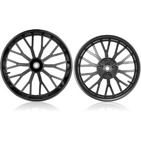21" Front Wheel & 18" Rear Wheel Set Fat Spokes One-Piece CNC Machined Wheel Rim for Harley Touring 2008-up Street Glide/Road Glide/Road King/Electra Glide with ABS or NON ABS Models, Black