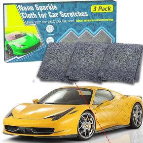 مزيل Scratch Carm Closy Care Nano ، 3pcs تم ترقيته من قطعة قماش نانوسباركل لخدوش السيارات ، وسهلة الإصلاح المزيل الخدش والبقع المائية للمركبات ، والرمادي