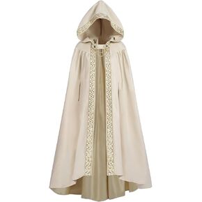 LTAKK Cloak with Hood Women Renaissance Hooded Medieval Cloak Witch Robe Viking Cape