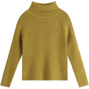 Girl's Turtleneck Sweaters Kids Long Sleeve Drop Shoulder Pullover Cable Knit Chunky Contrast Sweater Tops in Kuwait