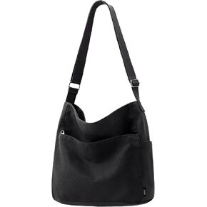 KALIDI Canvas Tote Bag Large Hobo Crossbody Shoulder Handbag Zipper Messenger Bag for Women or Men Casual College Work