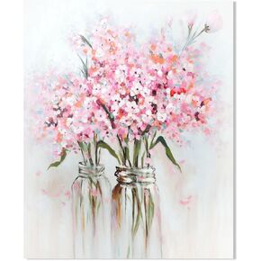 ypy boudquet canvas جدار الفن: زهرة وردية في مزهرية العمل الفني يرسم زيت الرسم زيت لفتاة في سن المراهقة غرفة نوم صورة زهرية ملصق لديكور غرفة المعيشة 24 "× 30"