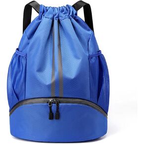 Drawstring Backpack Gym Bag with Shoes Compartment for Soccer, Basketball, Swim, Water-Resistant String Backpack Beach Cinch for Women Men