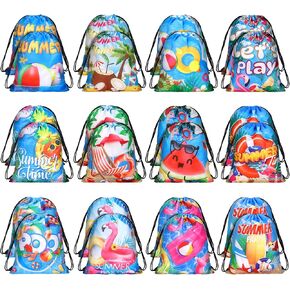 Mimind 24 PCS Pool Summer Pool Bags Beach Draphstring Party Party Fiall Fiall Acags Goodie Backpack Bass for Hawaiian Party