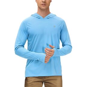 Roadbox Mens UPF 50+ Fishing Shirts, Long Sleeve UV Sun Protection Hoodie, Rash Guard for Hiking Running Workout Swimming