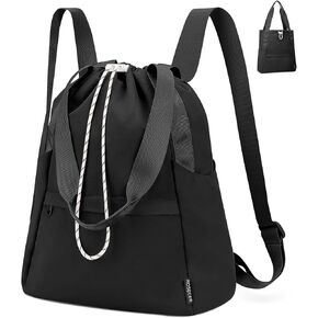 Drawstring Gym Backpack with Wet Pocket, Gym Bag for Women Men, Water Resistant Travel Tote Bags for Women, Drawstring Sports Bag for Beach Swim Travel Workout, Beige