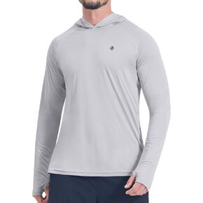 NOMINATE Mens UPF 50+ Hoodie Swim Shirts Long Sleeve Sun Protection SPF Rash Guard Shirt UV for Beach Swimming Fishing