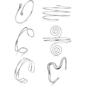 6Pcs Arm Cuff Gold Upper Arm Cuff Bracelet for Women Adjustable Open Cuff Bangle Minimalist Coil Swirl Armlet Armband Jewelry Set