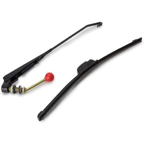 Universal UTV & Golf Cart Wiper Blade مع مجموعة ذراع ممسحة يدوي | تصميم المعادن الشاقة في جميع الأحوال الجوية لسيارة Polaris/Club/Yamaha | التثبيت السهل خالية من الأدوات