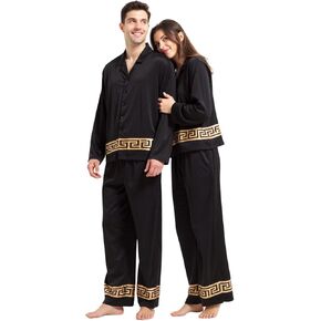 Mens Pajamas Set Luxurious Satin Matching Pajamas for Couples Silk Like PJS