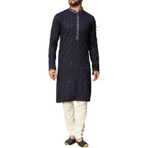 SK131 Men's Navy Blue Kurta Pajama Set Wedding Kurta Pyjama Indian Party Suit