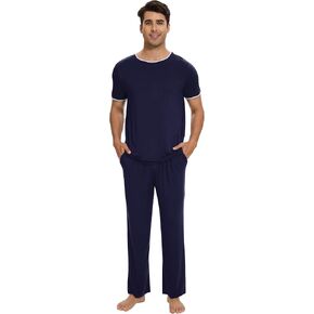 Wiwi Men Pajamas مجموعة Viscose من Bamboo Sleepwear مجموعات نوم ناعمة مع جيوب قصيرة الأكمام S-XXL