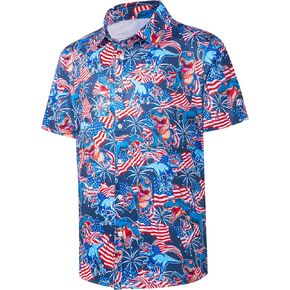 Mens Hawaiian Shirts Regular Fit Short Sleeve Casual Button Down Summer Tropical Beach Shirts