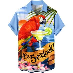 Men's Hawaiian Shirt Short Sleeve Funny Printed Casual Button Down Aloha Shirts in Kuwait