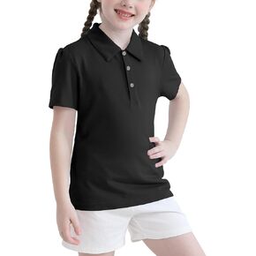 QBK 2T to Youth Girls' Puff Short Sleeve Polo Toddler School Uniform Pique Polo Kids Collared Golf Shirt in Kuwait