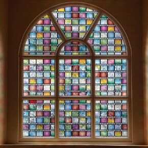 Feomos filmon glass window film ، أفلام خصوصية النوافذ ، صبغة نافذة شعرية ملونة ، ملصقات شارات قوس قزح للمنزل المضاد للأشعة فوق البنفسجية 17.3 × 78.7 بوصة