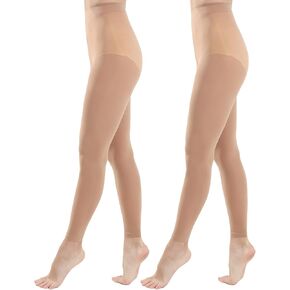 MANZI Footless Tights for Women Dance Tights 40 Denier Semi Opaque Pantyhose 2 Pairs