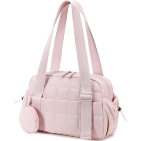 CAMTOP Mini Gym Bag for Women, Small Gym Tote Bag Puffy Quilted Sports Duffel Bag with Wet Compartment and Coin Wallet Duffel Bags Dance Yoga Workout Bag