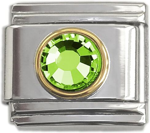 Dolceoro Birthstone Charm Link Jewelry, SILVER or GOLD Color Italian Modular Family Birthstone Charm Link Stainless Steel in Kuwait