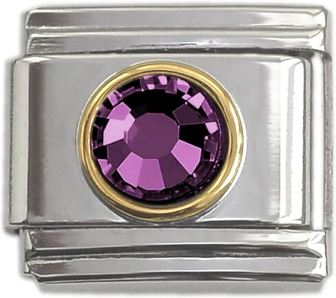 Dolceoro Birthstone Charm Link Jewelry, SILVER or GOLD Color Italian Modular Family Birthstone Charm Link Stainless Steel in Kuwait