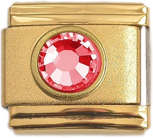 Dolceoro Birthstone Charm Link Jewelry, SILVER or GOLD Color Italian Modular Family Birthstone Charm Link Stainless Steel in Kuwait