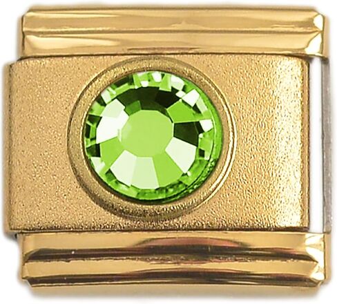 Dolceoro Birthstone Charm Link Jewelry, SILVER or GOLD Color Italian Modular Family Birthstone Charm Link Stainless Steel in Kuwait