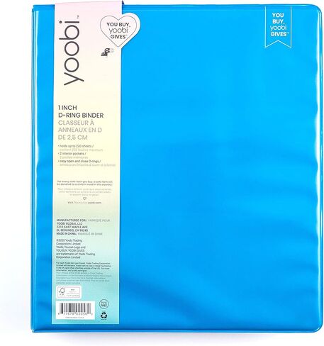 مجموعة الموثق yoobi 1 بوصة ، 3 عدادات حلقة مع غطاء بلاستيكي ، 2 جيب الأكمام وخواتم D ، منظم لما يصل إلى 220 ورقة من الورق الفضفاض ، 4 حزمة المجلدات اللطيفة ، التصميمات الملونة ، المكتب أو اللوازم المدرسية in Kuwait