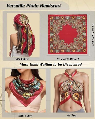 Kasahara 4 PCS Pirate Assume Assumeory Women Pirate Hat Head Chickband Wrapp Wrap Pirate Corset Belt Eye Patch Netclace in Kuwait